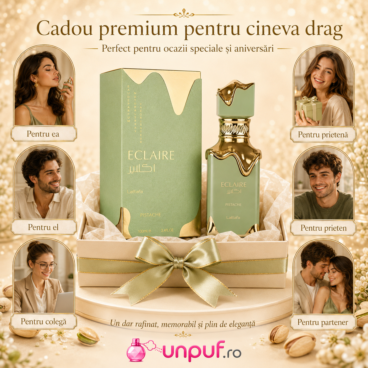 Lattafa Eclaire Pistache parfum arabesc pentru zi de zi birou &icirc;nt&acirc;lniri și evenimente